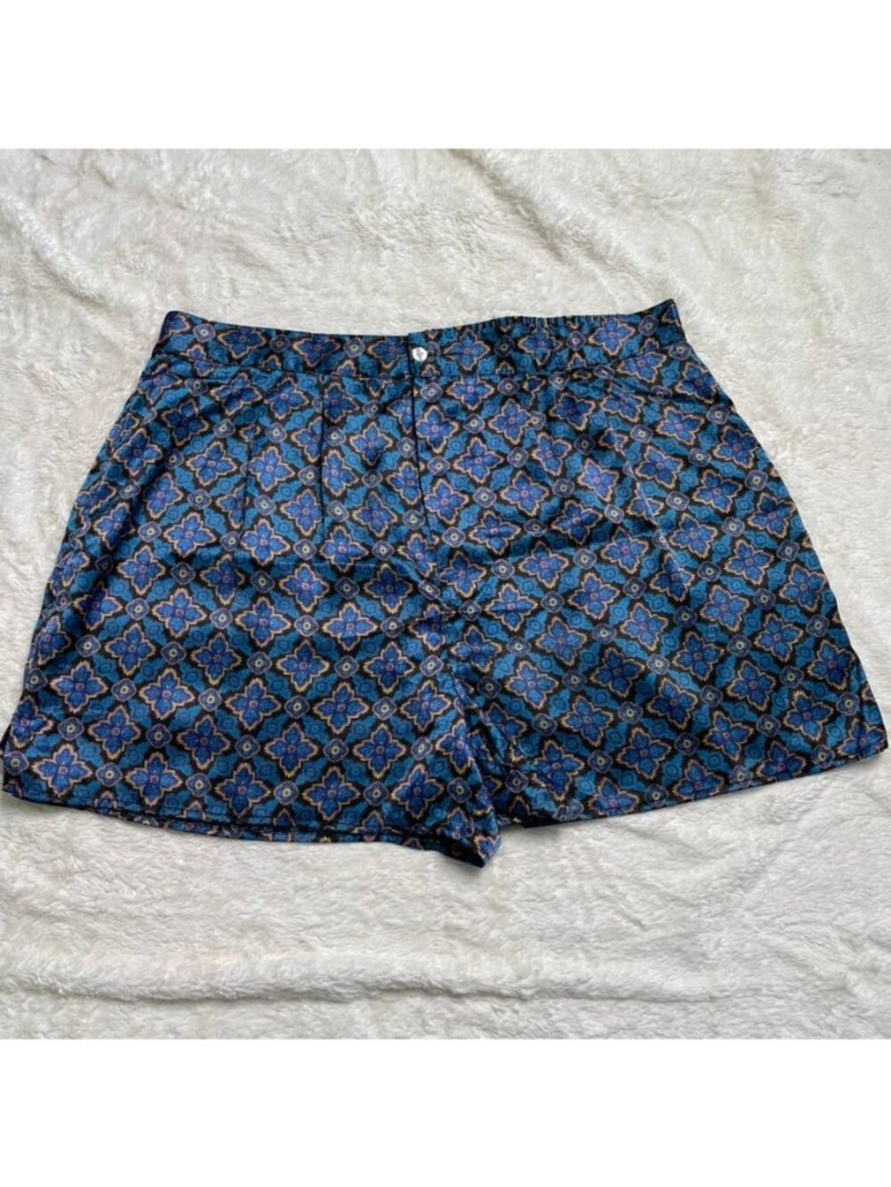 Vintage Christian Dior Boxers Shorts XL Blue Geometric Medallion Pajama